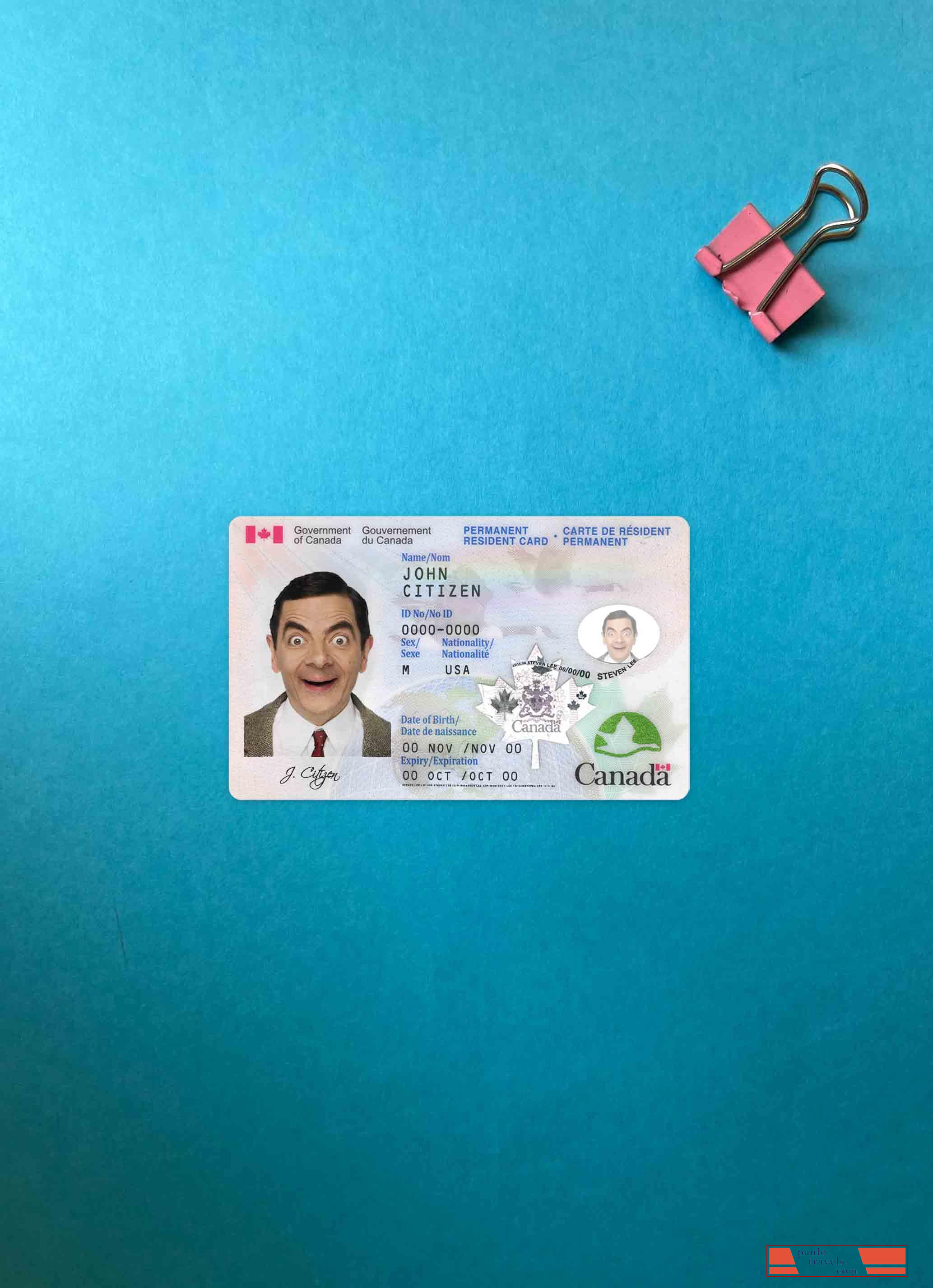 Canada Permanent resident card photolook FRONT PSD template